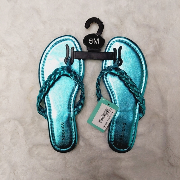 NEW Bundle of 2 Abound Frannie Blue/White Metallic Braided Sandals S163 - Picture 5 of 8